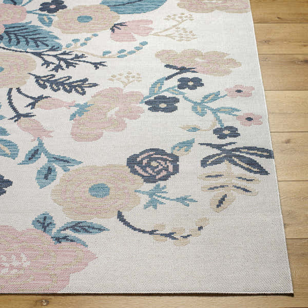 Sample Ponto Cream & Blue Floral Area Rug - Clearance