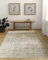 Sample Margaret Damask Dark Sage Washable Area Rug - Becki Owens x Livabliss