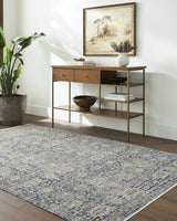 Margaret Damask Blue Washable Area Rug - Livabliss x Becki Owens