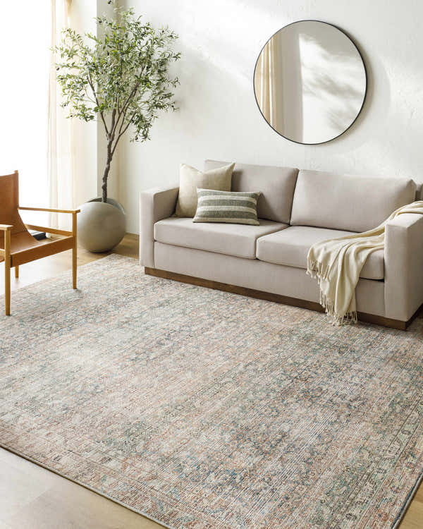 Sample Marlene Damask Beige & Green Area Rug - Livabliss x Becki Owens