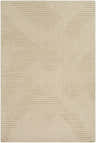 Close-up of a hand-tufted Citro Beige Area Rug. Contemporary style with a geometric square maze pattern. 100% wool texture. Design-Rectangle-576