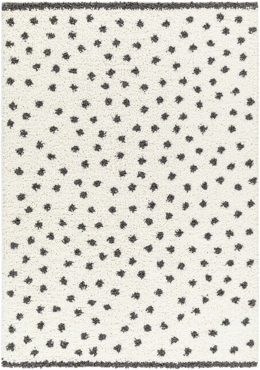 Chaia Dotted Black & White Plush Rug