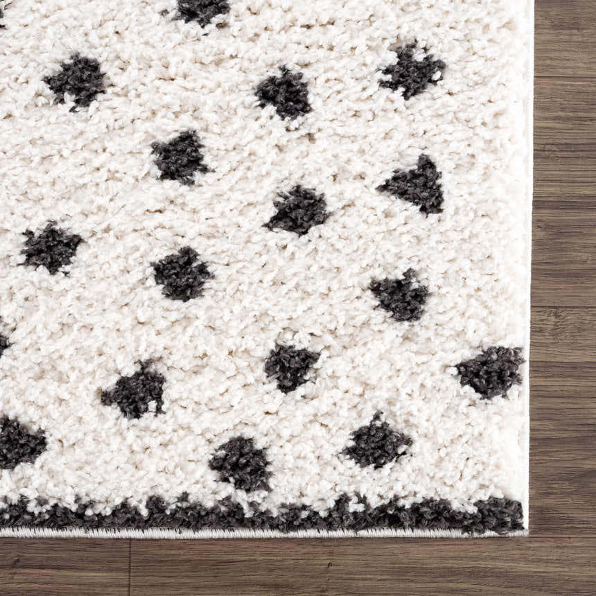 Sample Chaia Dotted Black & White Plush Rug - Clearance