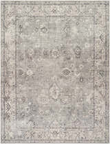 Davina Becki Owens x LIVABLISS BOCC-2301 area rug. Traditional farmhouse style with charcoal, gray, taupe, and white floral pattern. Design-Rectangle-9212