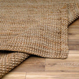 Ambel Chocolate Brown Camel Jute Area Rug