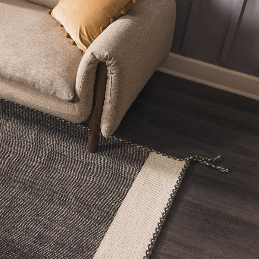 Ailie Bordered Charcoal Wool Rug