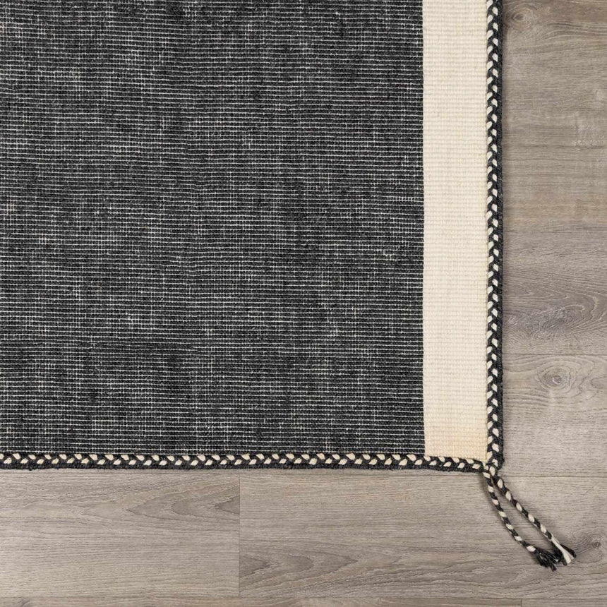 Ailie Bordered Charcoal Wool Rug