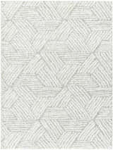 Close-up of the Mura Gray Area Rug featuring a geometric shag design in off-white and natural gray. Design-Rectangle-537