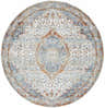 Round Bojan Area Rug in beachhouse, brown, copper, and denim. Farmhouse style, machine woven polyester rug. Design-Round-67