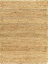 Close-up of the Olof Hand Woven Jute Rug showing caramel, copper, and natural jute colors and hand woven texture. Design-Rectangle-811