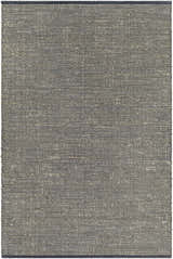 Close-up of the Byrne Black Jute Rug, a hand-woven rug with a natural jute and black grid pattern. Design-Rectangle-576