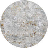 Round Moke Textured Rug in light gray with camel and clay accents. Contemporary style. Design-Round-67