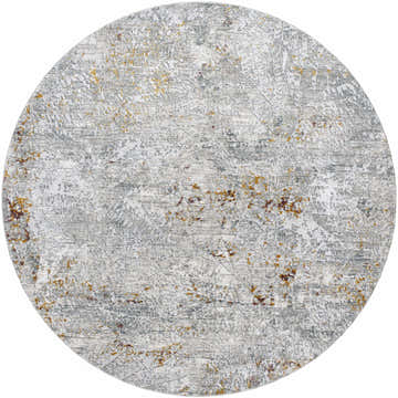 Round Moke Textured Rug in light gray with camel and clay accents. Contemporary style. Design-Round-67