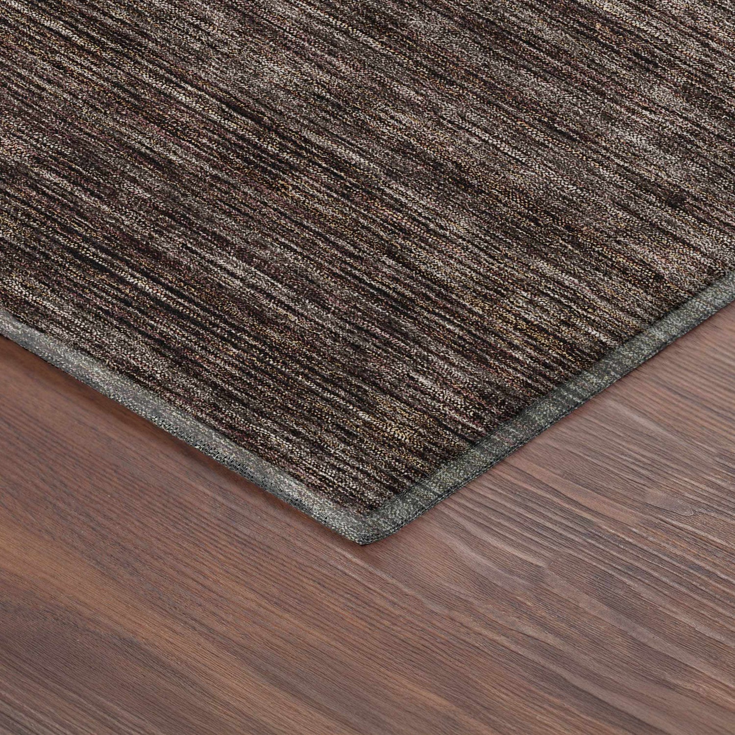 Close-up of Dalyn Luxury Soft Essentials SE1 Fudge Washable Area Rug showing the diagonal stripe design and soft texture.