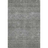 Close-up of the gray Dalyn Luxury Soft Essentials washable area rug, showing its subtle horizontal texture.