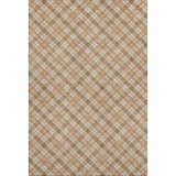 Close-up of the Dalyn Luxury Soft Essentials Copper rug. Caramel and cream plaid pattern. Machine-made texture.