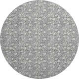 Round Dalyn Luxury Soft Essentials Gray Washable Area Rug with a floral pattern. Taupe color.
