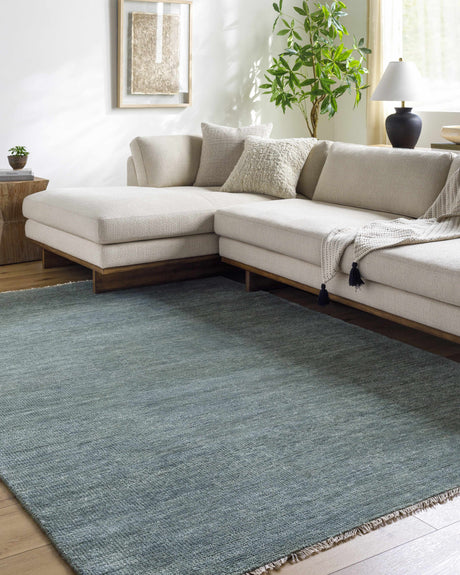 Powa Green Blue Hand Knotted Wool Area Rug