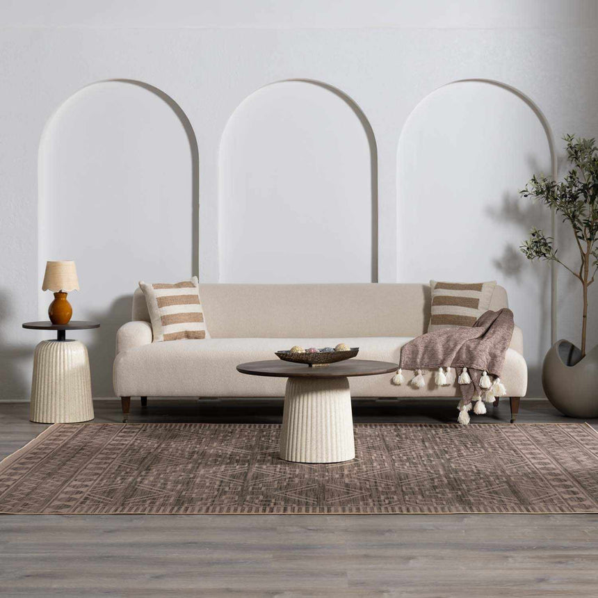 Halle Tan Washable Area Rug - Clearance