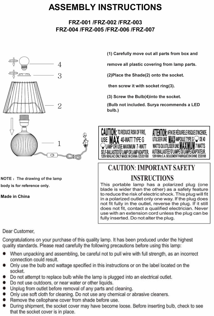 Shahrekord White Table Lamp