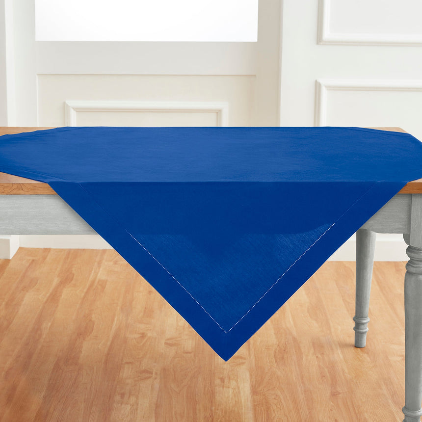 Cotton Linen Hemstitch Table Throw