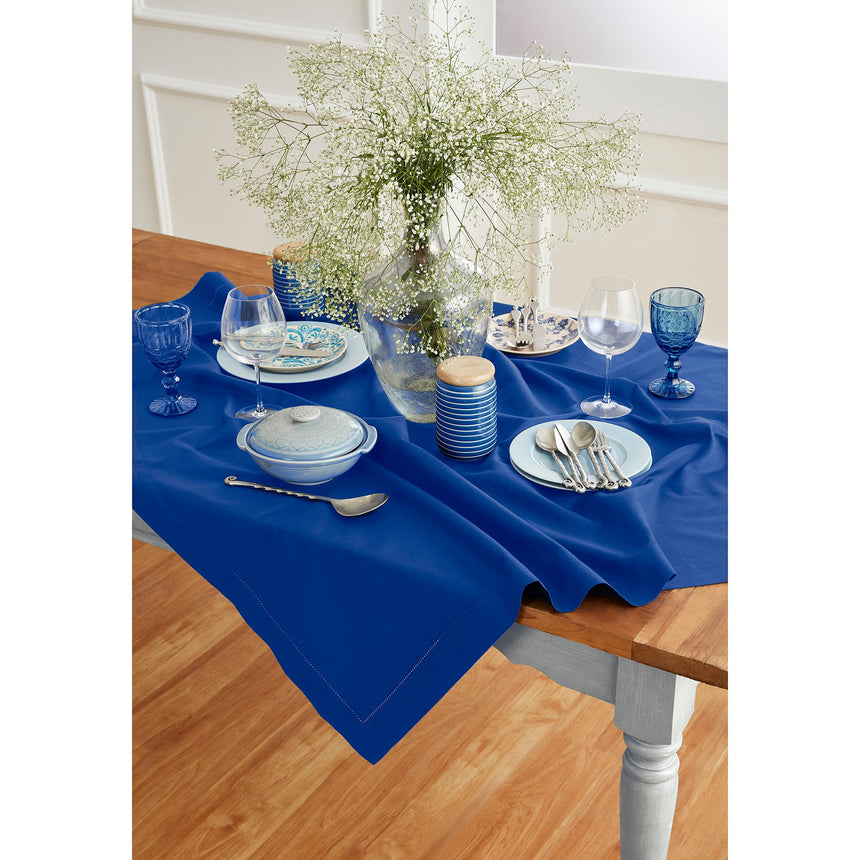 Cotton Linen Hemstitch Table Throw