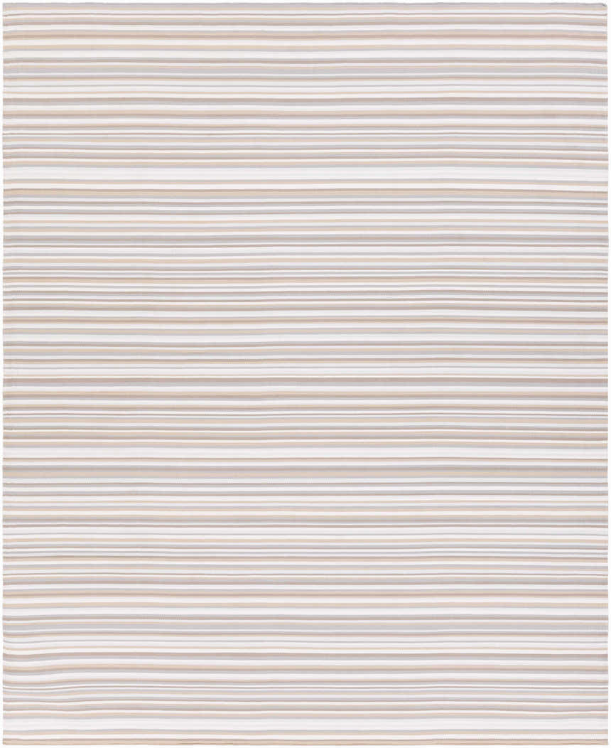 Close-up of the Shawville Area Rug, featuring a striped pattern in brown, gray, tan, and white. Design-Rectangle-810