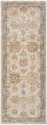 Ange Tan & Blue Rich Textured Traditional Rug
