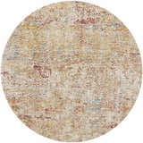 Close-up of round Sava Rust Rich Textured Traditional Rug. Bone, clay, brown, and gray tones with a subtle, rich pattern. Design-Round-67