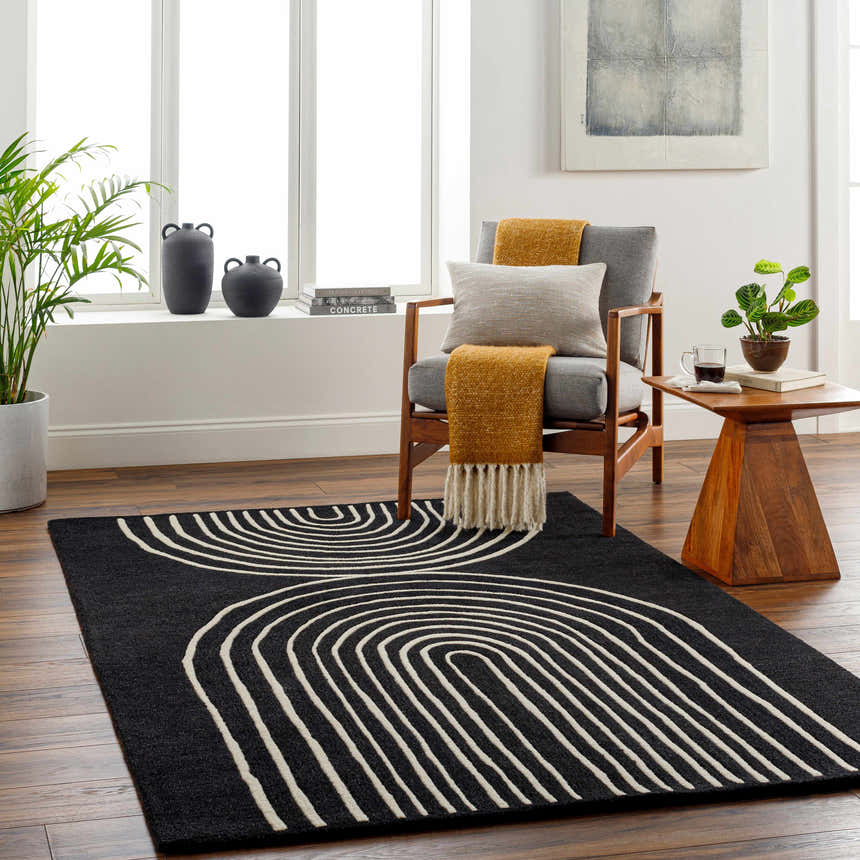 Made to Order Custom Size Fuat Black Area Rug