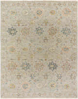 Detailed view of the Sipocot Premium Area Rug, featuring a beige background with blue, rust, and yellow floral accents. Design-Rectangle-810