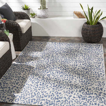 Skipsea Blue Leopard Performance Outdoor Rug
