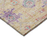 Close-up of the Dalyn Luxury Solace SL10 Peach Washable Area Rug showing peach, purple, and teal floral pattern.