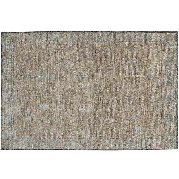 Close-up of a tan Dalyn Luxury Solace SL11 rug. Beige, ivory, and silver gray tones create a neutral, textured design.