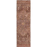 Detailed pattern of the Dalyn Luxury Solace SL14 burgundy runner rug. Traditional farmhouse style with beige and merlot accents.