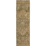 Dalyn Luxury Solace SL14 Fern Washable Area Rug runner with a traditional beige and green floral pattern.