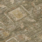 Close-up of Dalyn Luxury Solace SL14 Fern Washable Area Rug. Beige and green farmhouse style rug texture.