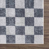 Sample Alie Blue Gray Checkered Washable Rug
