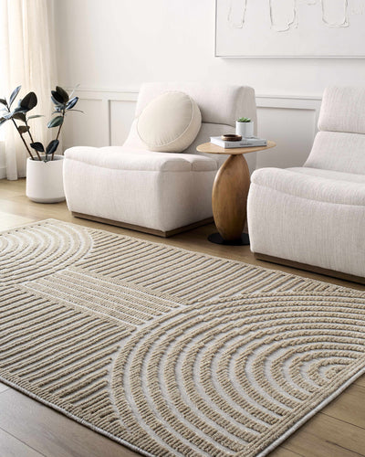 Deron Beige Washable Area Rug