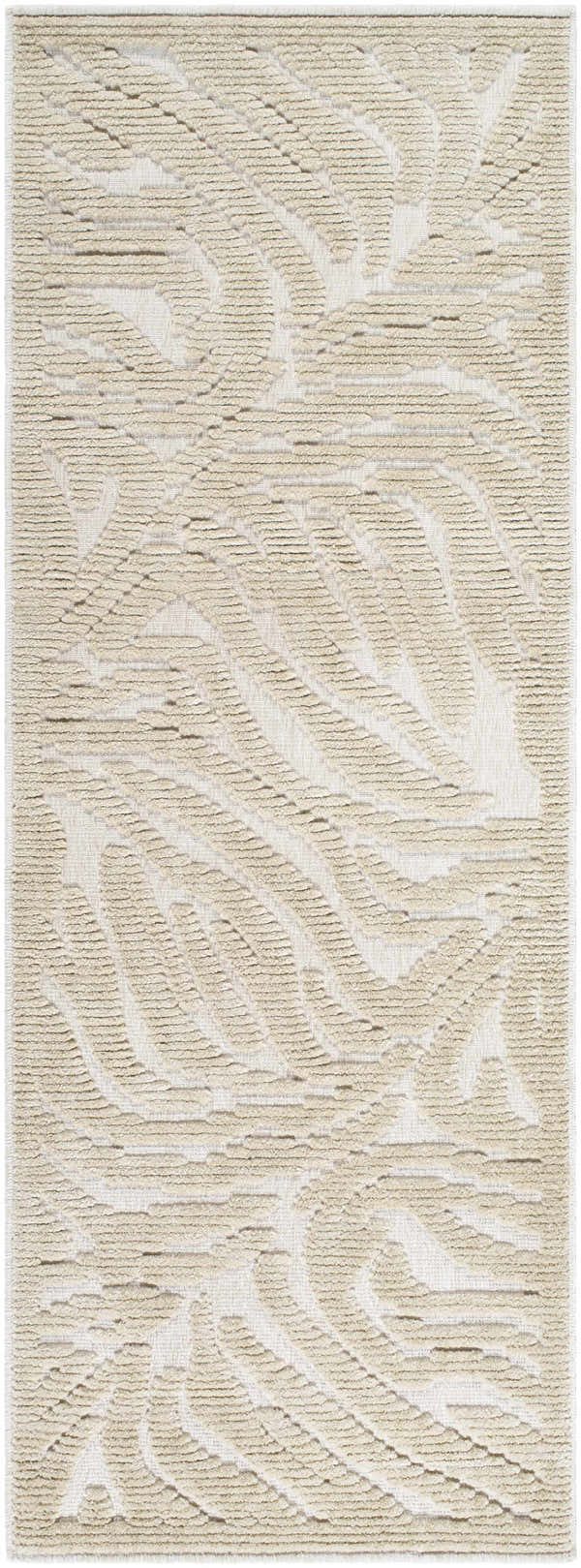 Close-up of the Keto Beige Washable Area Rug, featuring a subtle abstract pattern and soft, neutral tones. Design-Runner-2772