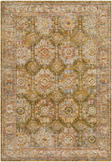 Sample Crescentia Green Textured Rug with Fringes