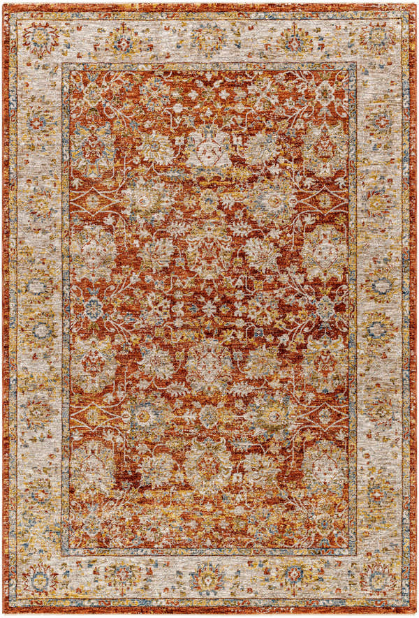 Sample Duong Rust Textured Rug with Fringes