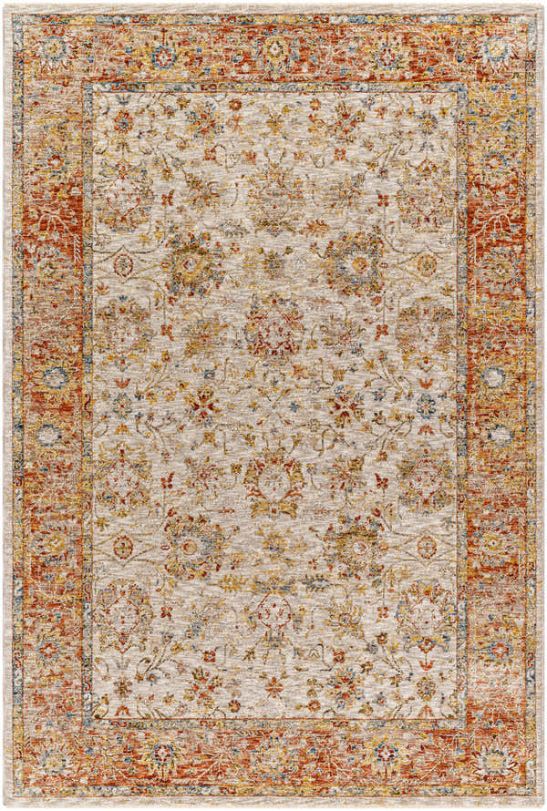Sample Duong Beige & Rust Textured Rug with Fringes
