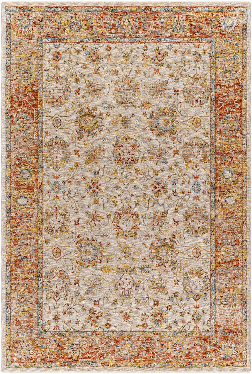 Sample Duong Beige & Rust Textured Rug with Fringes