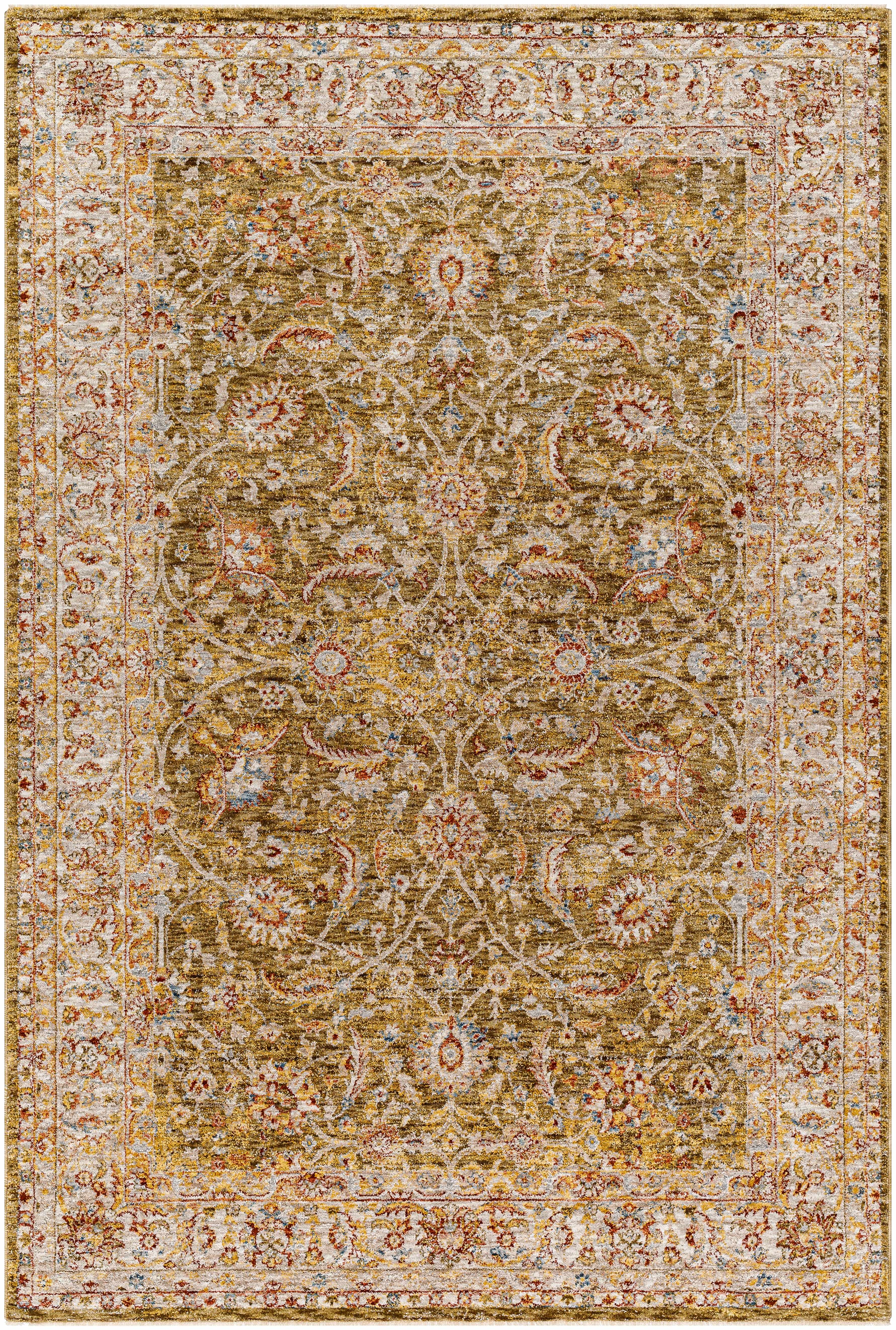 RugRu DIAN RUG 1400×2000mm Dyan Green Textured Rug with Fringes – Boutique Rugs