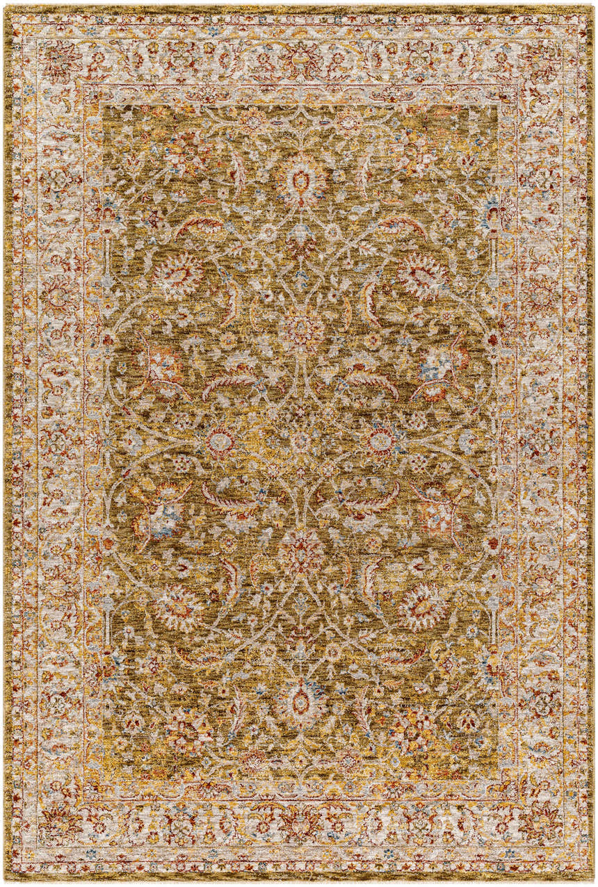 Sample Dyan Green Textured Rug with Fringes