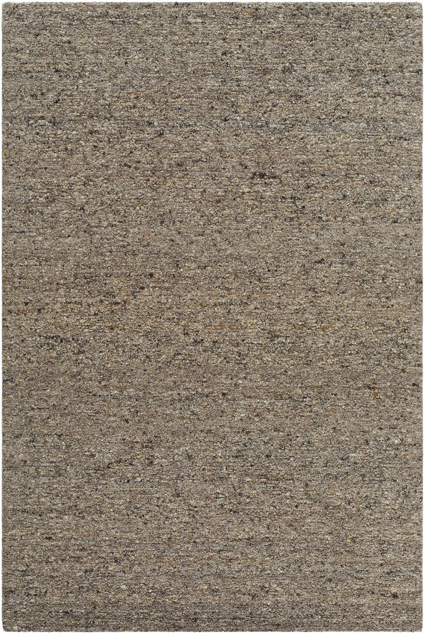 Close-up of the hand-tufted Sevan Taupe Wool Area Rug. Neutral taupe with subtle variations in color and texture. Design-Rectangle-576