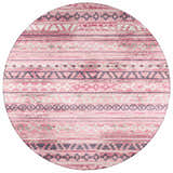 Round Dalyn Sedona SN10 Blush Washable Area Rug with farmhouse style pattern in blush pink, taupe, and chestnut.
