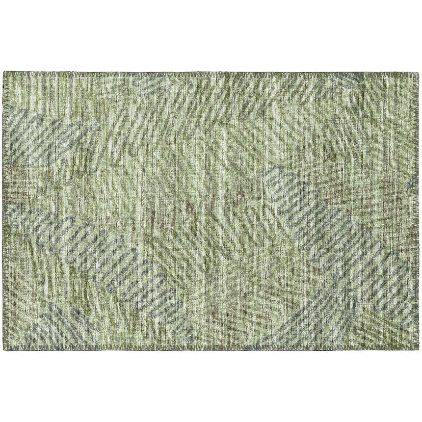 Close-up of Dalyn Sedona SN11 Moss Washable Area Rug. Machine-made polyester rug with aloe, beige, and olive tones.