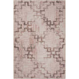 Close-up of the Dalyn Sedona SN15 Walnut Washable Area Rug. Brown, dark brown, ivory, and silver gray geometric pattern.